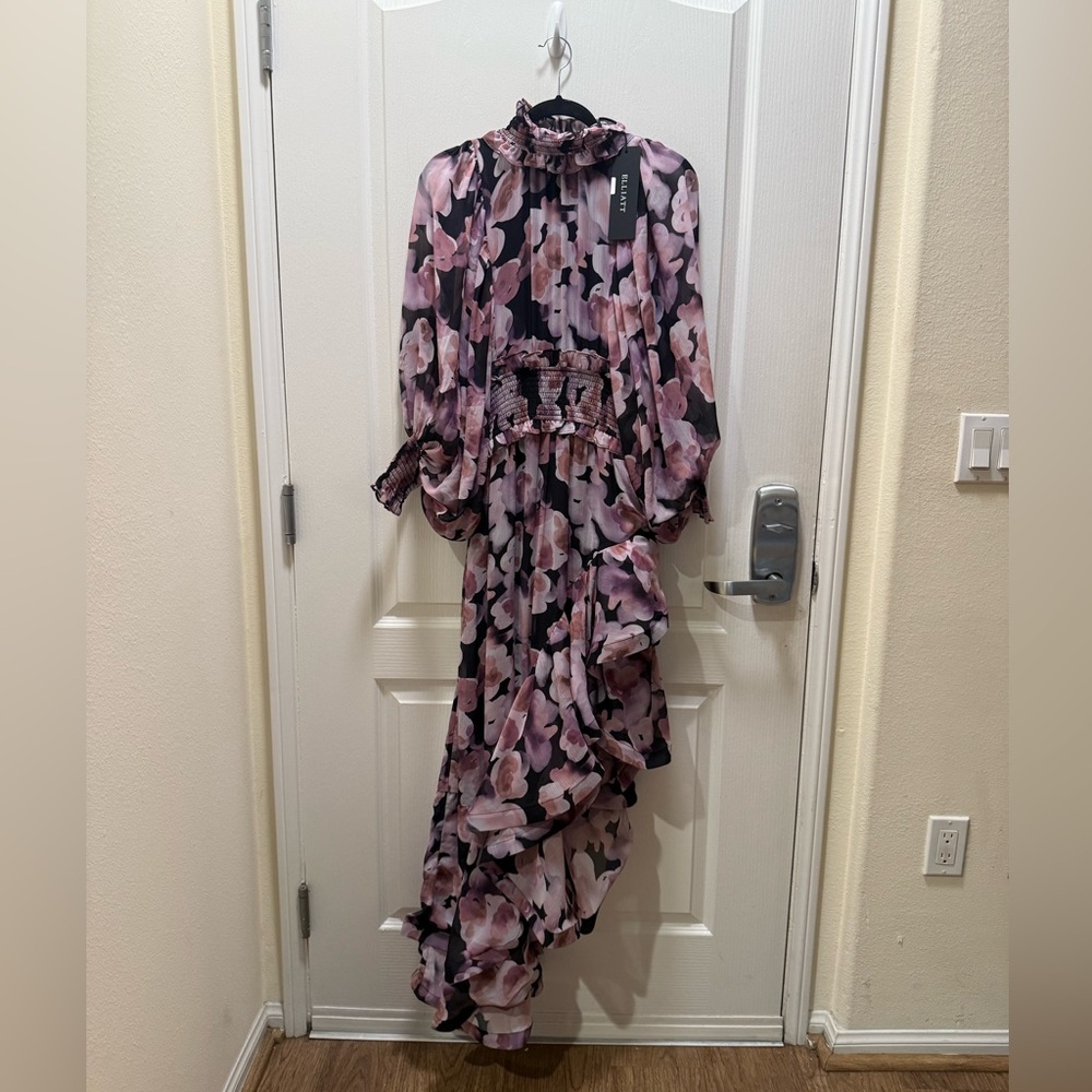ELLIATT SOLENE MIDI DRESS - BLACK LILAC Dinner cocktail Party size S NWT - Picture 4 of 6